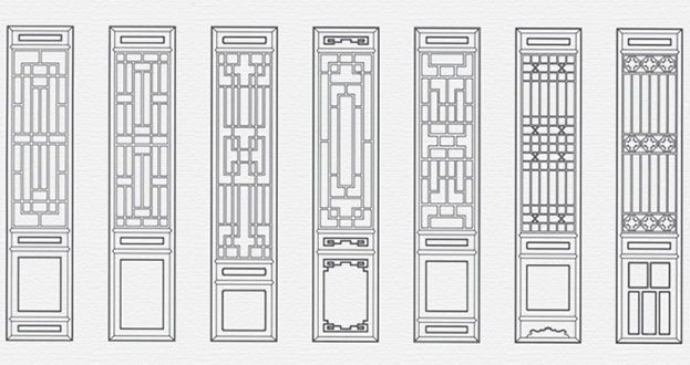 潜山常用中式仿古花窗图案隔断设计图